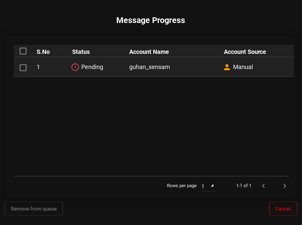 Message Sending Progress Screen