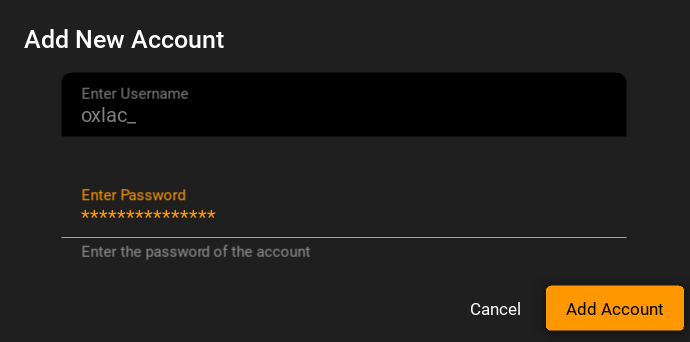 Add Account Dialog